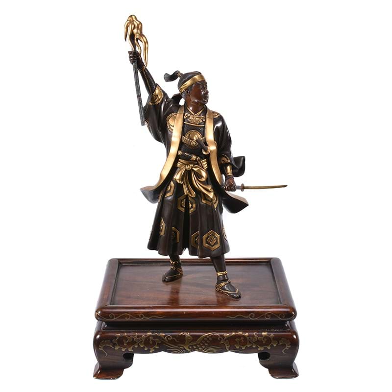 Gykko: A Japanese Parcel Gilt Bronze Figure of a Samurai