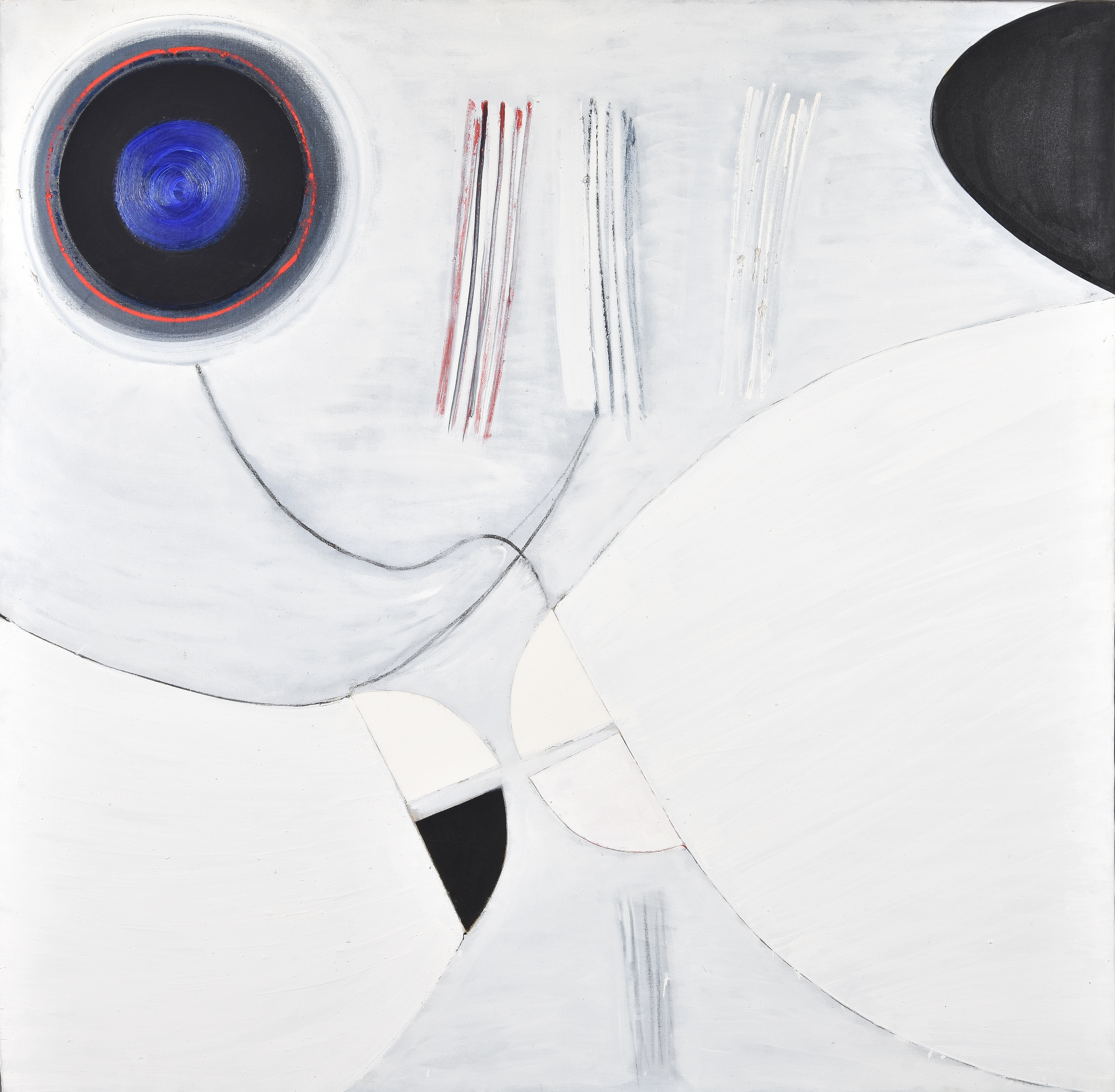 Terry Frost (British 1915-2003), Black and White (Moorings), oil and collage on canvas