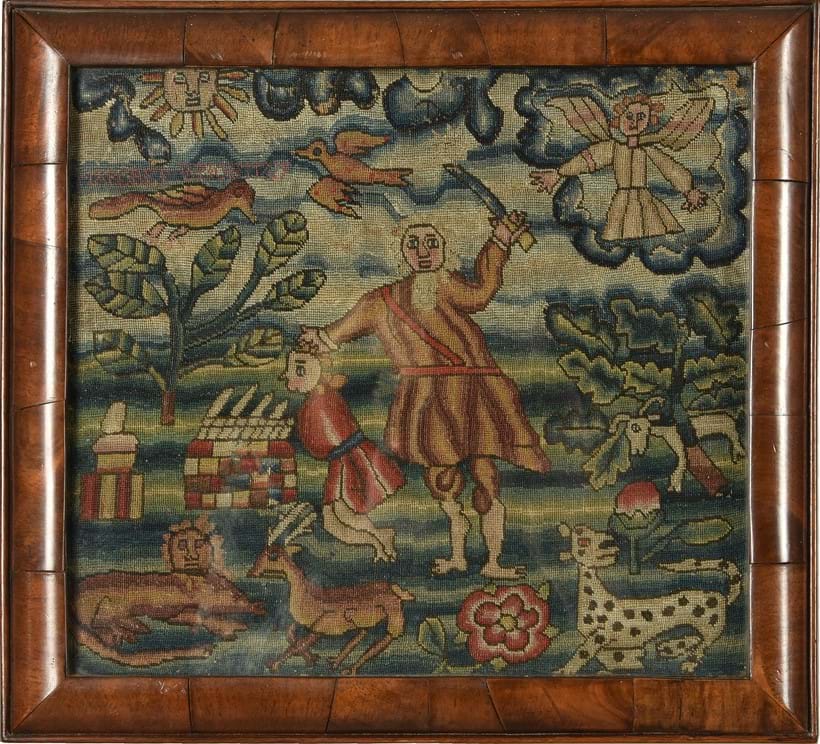 Inline Image - LOT 20: A GEORGE II BIBLICAL NEEDLEWORK PANEL DEPICTING THE SACRIFICE OF ISAAC | EST. £700-1,000 (+FEES)