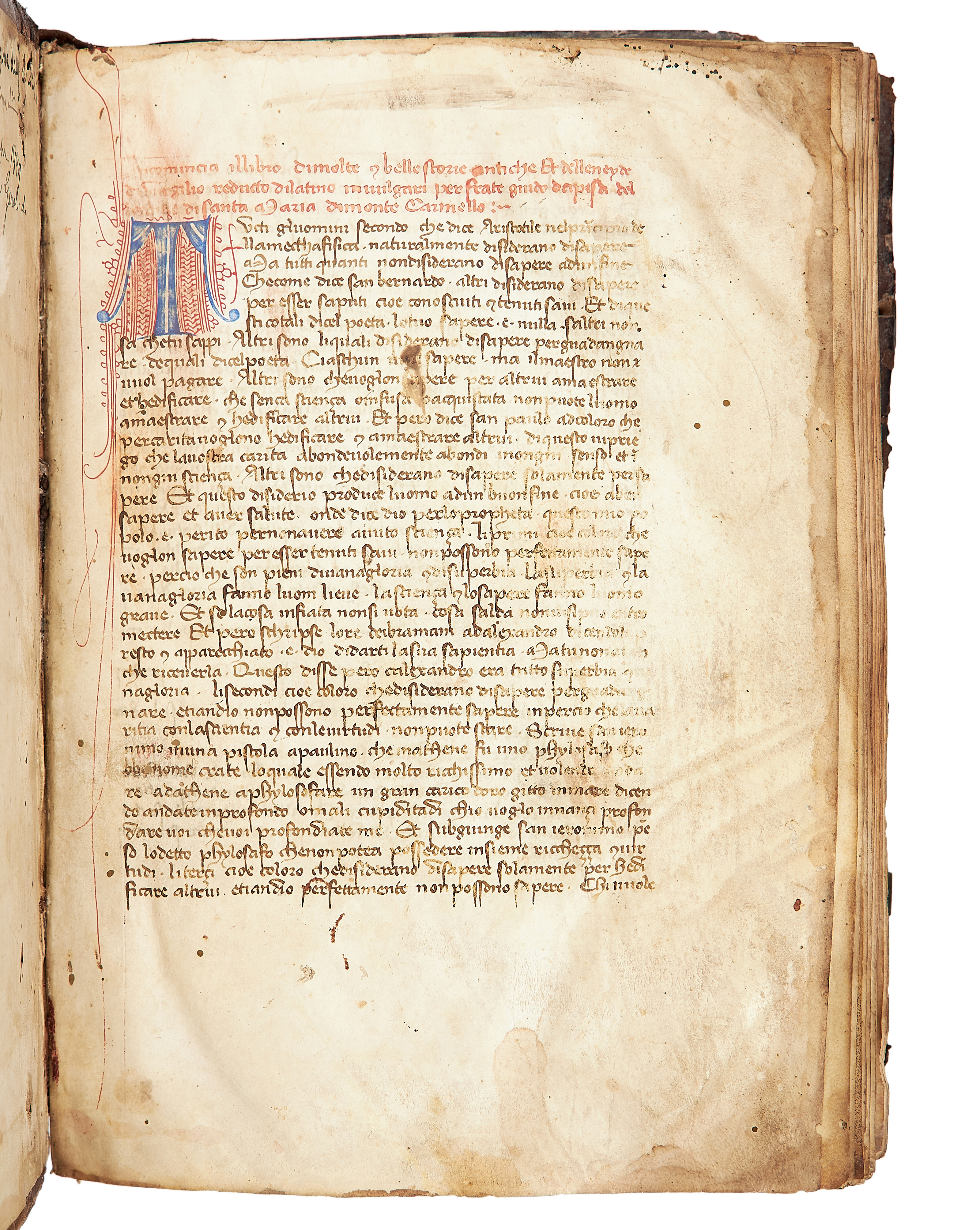 Inline Image - Lot 79: Guido da Pisa, La Fiorita dItalia, with frequent citations of the works of Dante Alighieri, in medieval Italian, decorated manuscript on parchment [Italy (probably Tuscany), mid-fifteenth century] | Est. £20,000-30,000 (+fees)