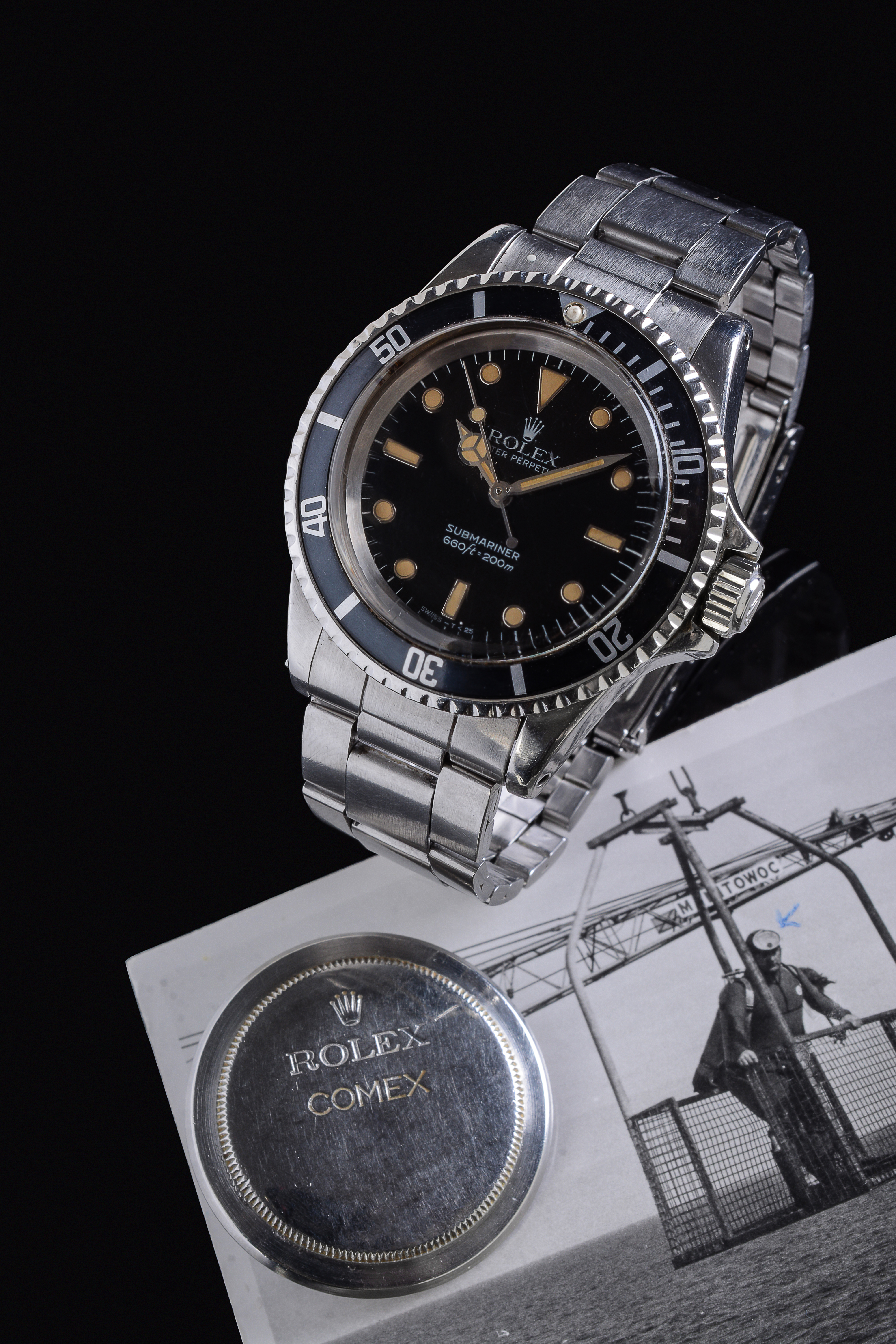 Inline Image - Lot 242: Rolex, Oyster Perpetual Submariner Comex, ref. 5513, a stainless steel bracelet watch, no. 2833604, circa 1971 | Est. £15,000-20,000 (+fees)
