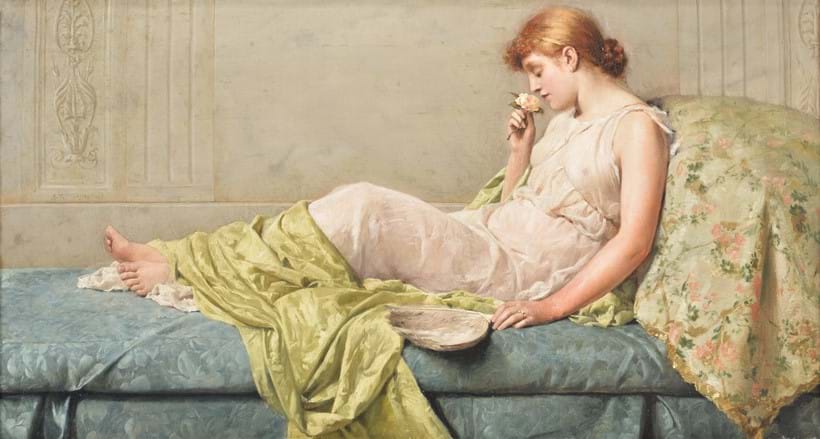 Inline Image - Lot 152: Henry Thomas Schafer (British 1854-1915), 'The fragrant rose', Oil on canvas | Est. £3,000-5,000 (+fees)