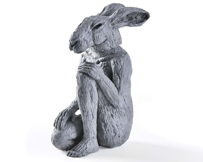 Inline Image - Lot 1: Sophie Ryder, Maryhare, 2019 Grey patinated bronze, inscribed Ryder 10/50 to the underside, 23cm high, 10.5cm wide, 16cm deep. This work is the only edition to also come with a signed sketch of Maryhare by the artist | Similar works by this artist retail at: £7,500