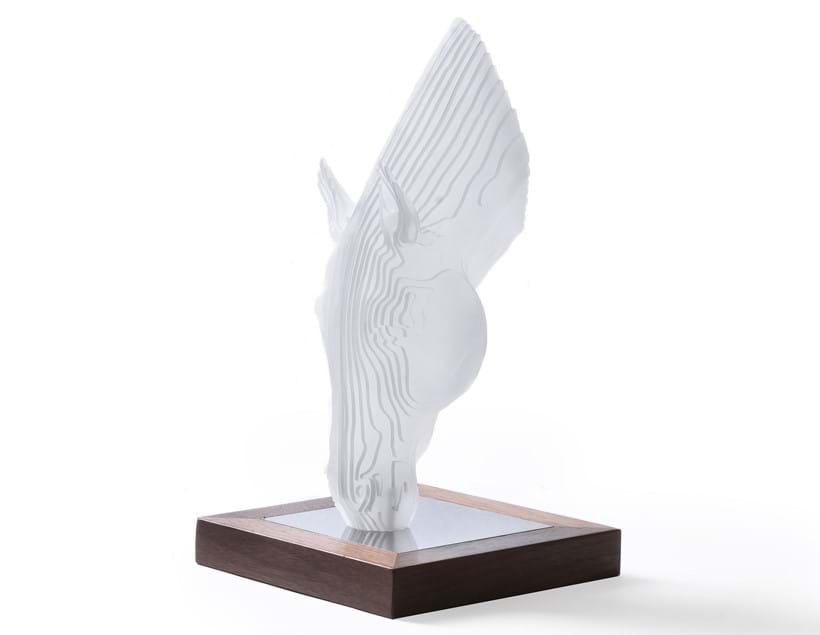 Inline Image - Lot 13: Tom Hiscocks Drinking Horse, 2019 Layered acrylic on mirror polished steel, on an iroko base 2 edition of 12 33.5cm high overall, the base 18 x 18cm Similar works by this artist retail at: £650