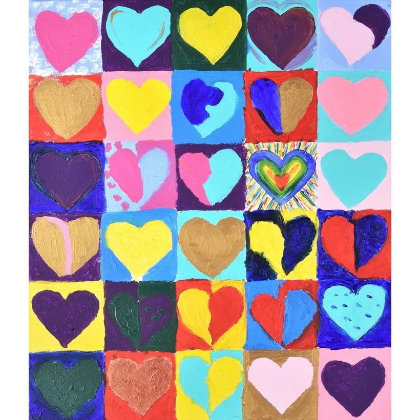 Inline Image - Lot 28: Mary Hare – Children's Art Untitled (Hearts) Oil on canvas 60.5 x 51cm (233⁄4 x 20 in.) Unframed