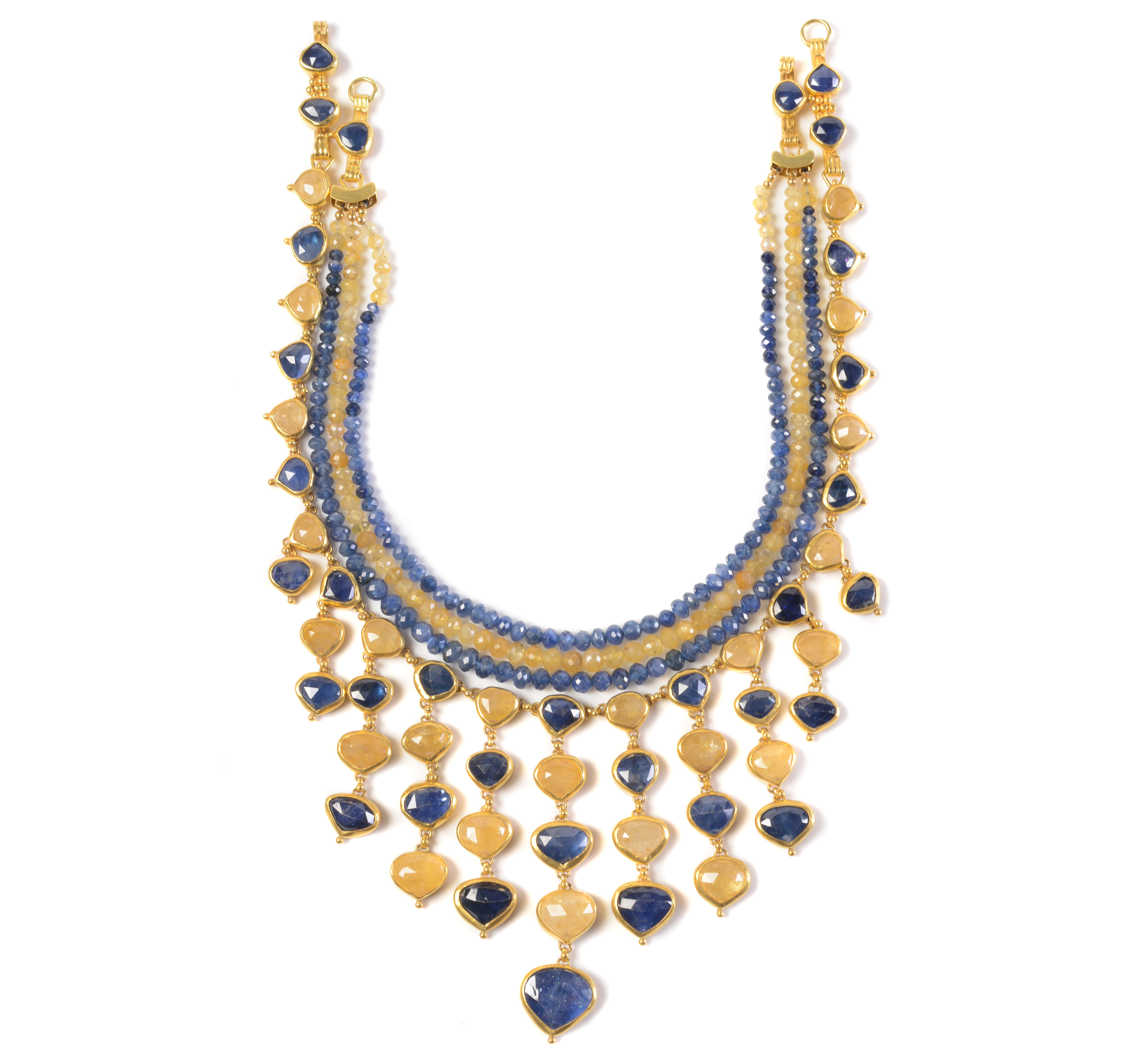 Inline Image - A yellow and blue sapphire necklace by Natalia Josca. Sold at Dreweatts for £8,750