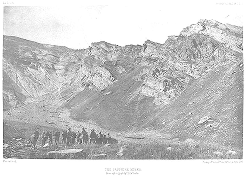 Inline Image - One of the earliest known photographs of the Kashmir sapphire mines taken by T. D. LaTouche in the 1880s