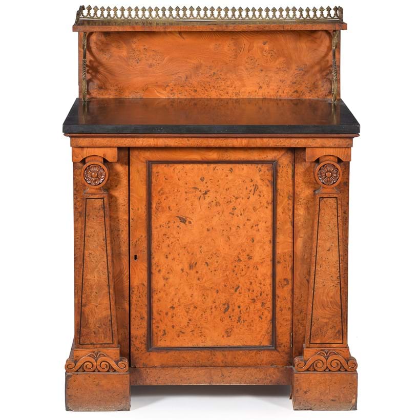 Inline Image - Lot 141: A Regency pollard oak library cabinet