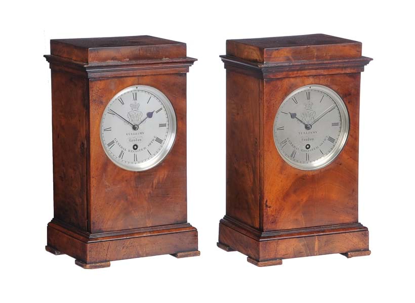 Inline Image - Lot 159: A fine and extremely rare pair of early Victorian mahogany small library mantel timepieces supplied to H.M. Government General Register Office, Benjamin Lewis Vulliamy, London, circa 1837/8 | Est. £12,000-18,000 (+fees)