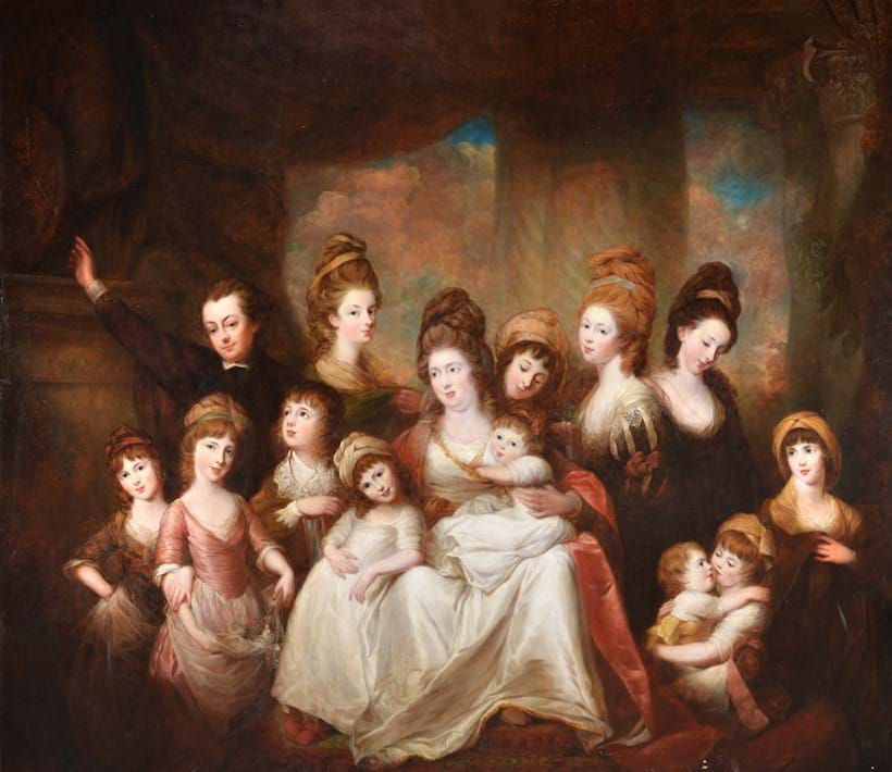 Inline Image - Lot 93 After Reverend Matthew William Peters R.A. (1741-1814) William, Viscount Courtenay (1746-1835), 8th Earl of Devon and his family, Oil on canvas, Est. £12,000-18,000 (+ fees)
