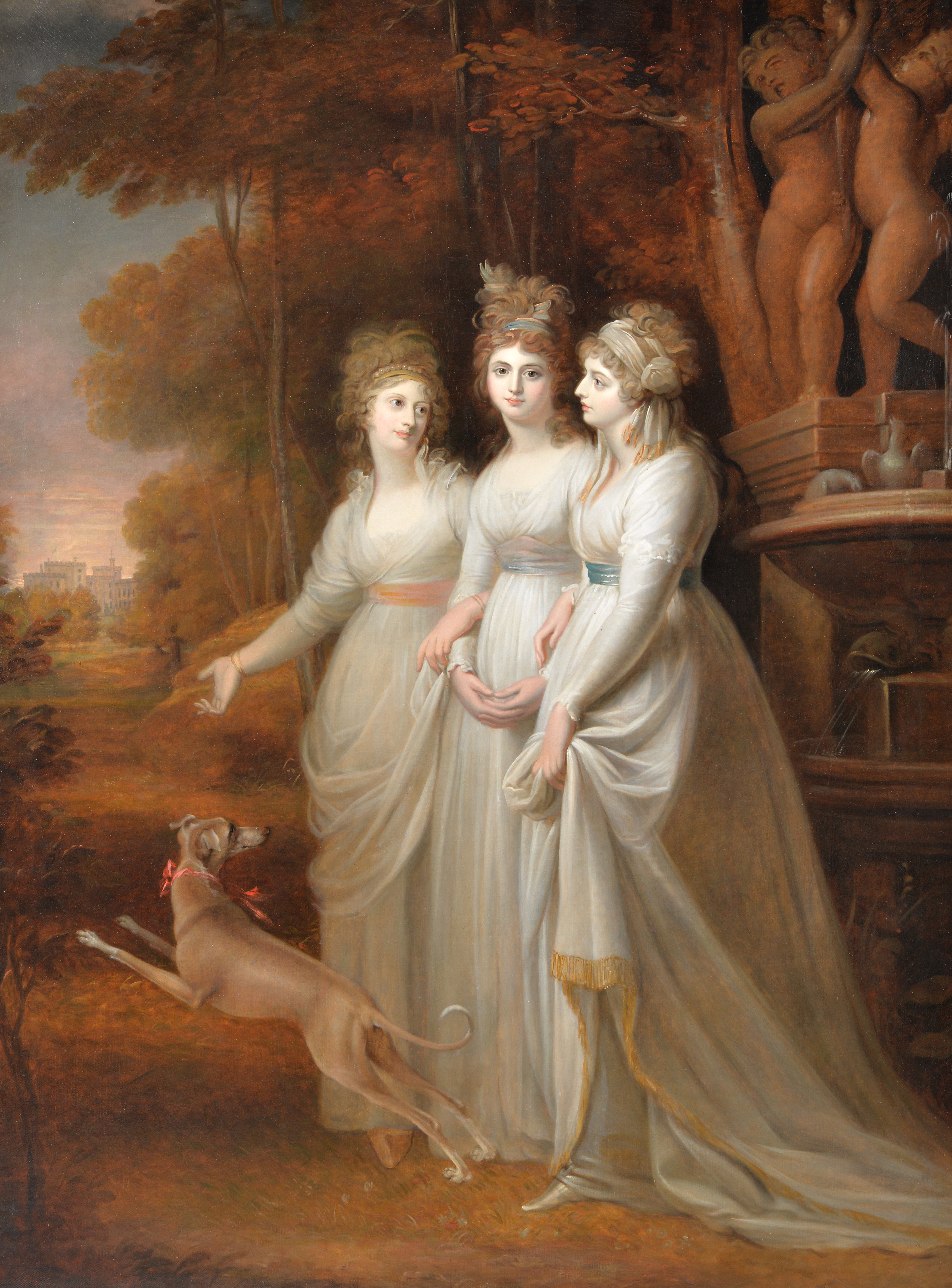 Inline Image - Richard Clack (British 1804-1875) after Richard Conway, 'Lucy, Harriet and Caroline, daughters of William Courtenay', Oil on canvas | Sold for £21,250