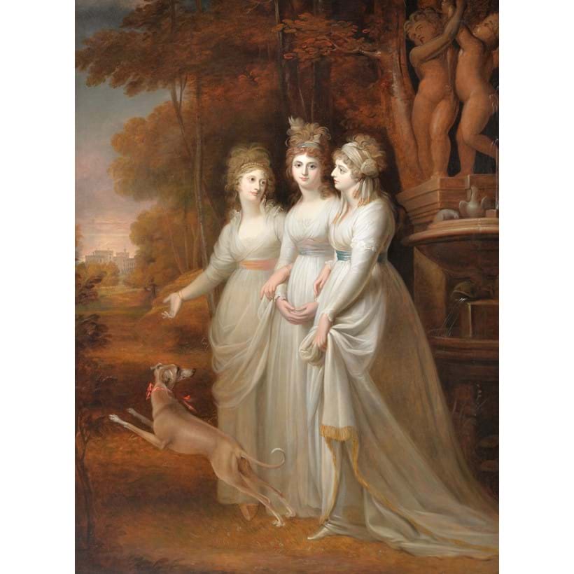 Inline Image - Lot 92, Richard Clack (British 1804-1875) after Richard Cosway. Lucy, Harriet and Caroline, daughters of William Courtenay, Oil on canvas, Est. £8,000-12,000 (+fees)