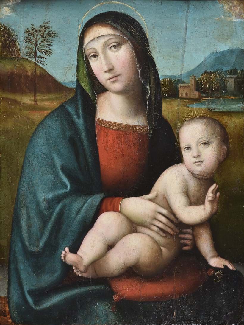 Inline Image - Lot 48 Giacomo Raibolini, Il Francia (Italian 1486-1557), The Madonna and child, Oil on panel, Est. £30,000-40,000 (+ fees)