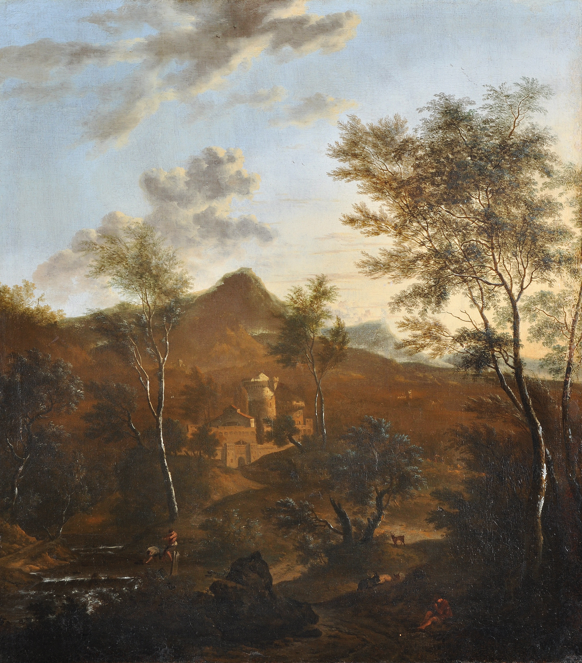 Inline Image - Lot 55 Frederick de Moucheron (Dutch 1633-1686), Italianate river landscape with fortified town, Oil on canvas. Est. £5,000-7,000 (+ fees)