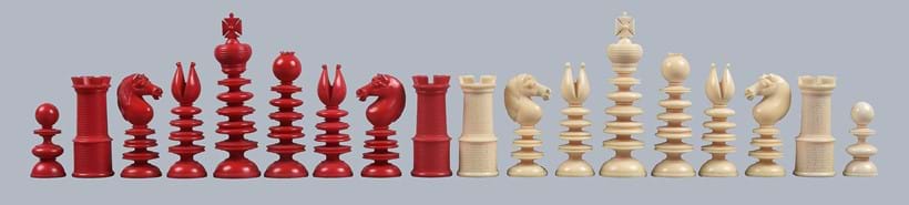 Inline Image - Lot 206: Y A fine and large turned ivory St George pattern chess set, mid 19th century. Est. £800-1,200 (+fees)