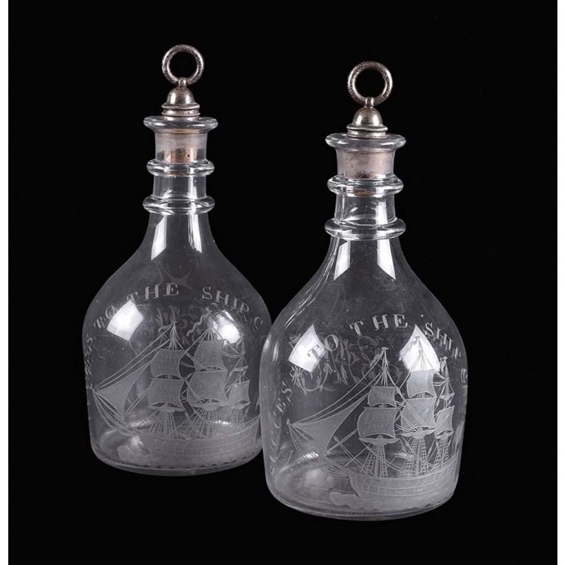 Inline Image - Lot 126: a pair of beautiful nautical-themed decanters