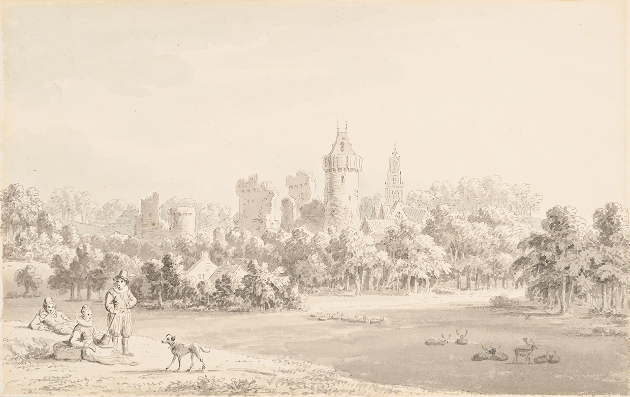 Lot 207 ANTHONY DEVIS (BRITISH 1729 1816), DEER PARK WITH FIGURES AND A DOG