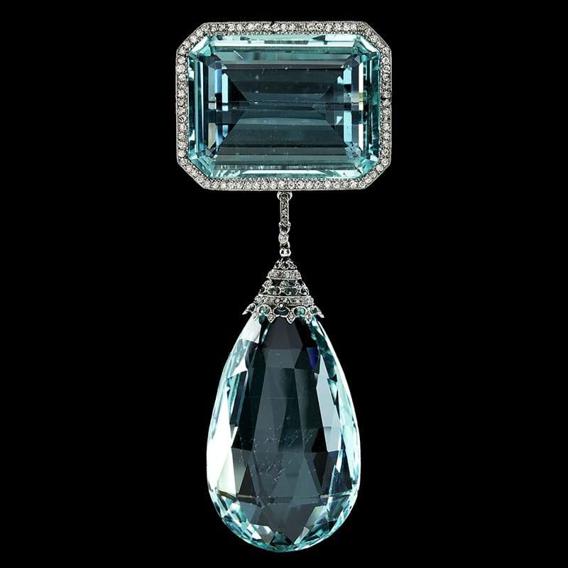 An impressive Edwardian aquamarine and diamond brooch, provenance: Lady Nancy Astor, thence by family descent