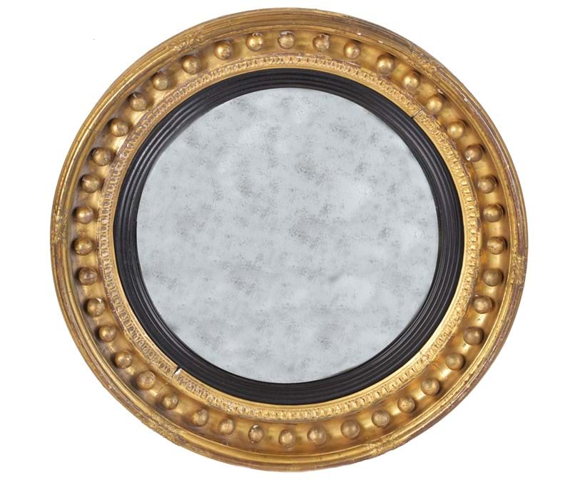 Inline Image - Lot 19: A Regency giltwood convex wall mirror, circa 1815, by Thomas Fentham | Est. £500-700 (+ fees)