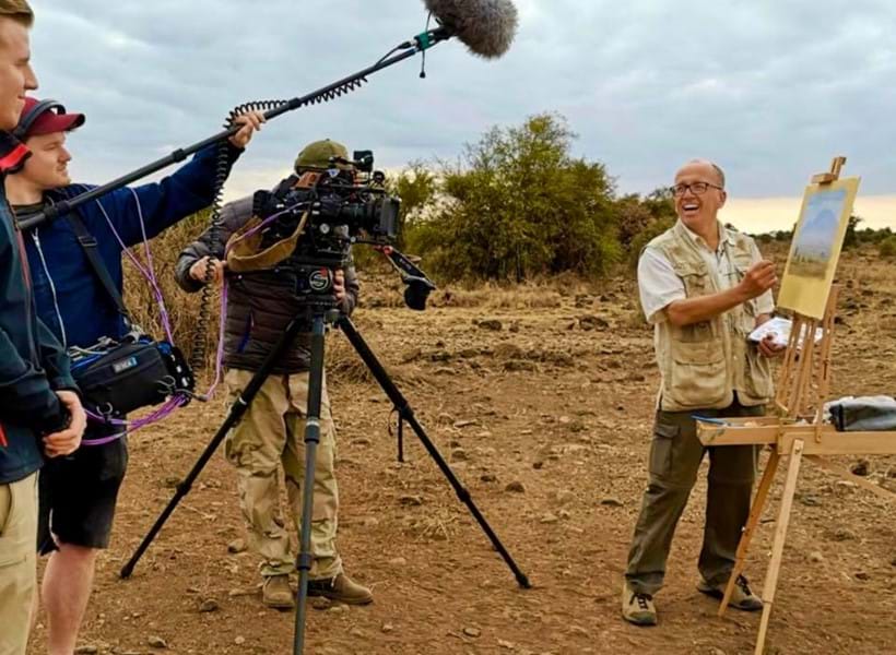 Inline Image - Wildlife Artist Jonathan Truss at work in Kenya