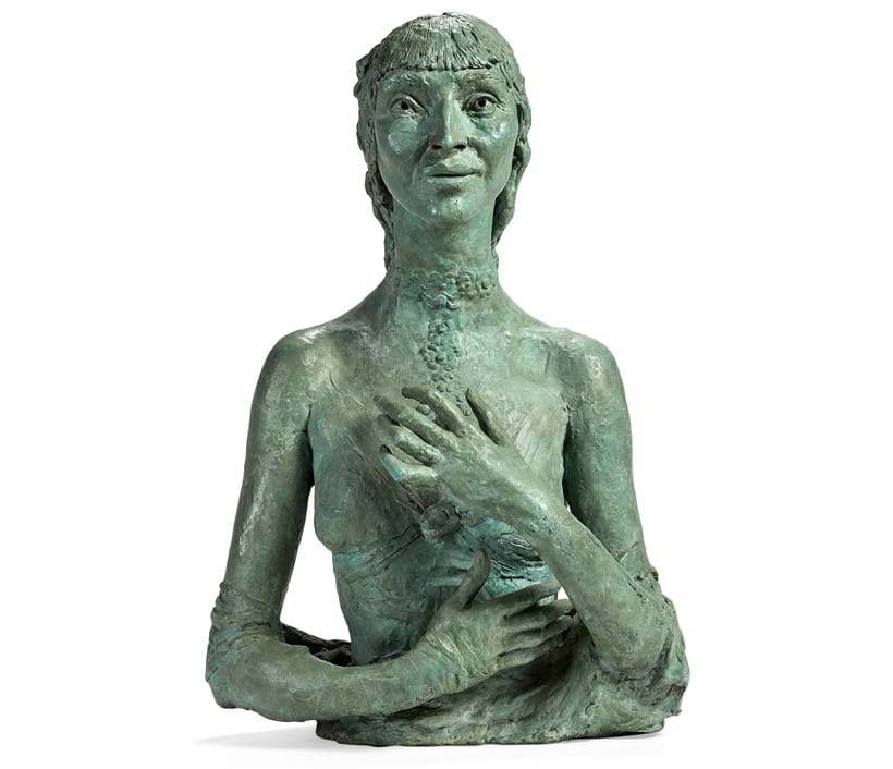 Inline Image - Lot 35 λ: Sir Jacob Epstein (British 1880-1959), 'Fifth Portrait of Kathleen', a bronze with a pale green patina | Est. £5,000-8,000 (+fees)
