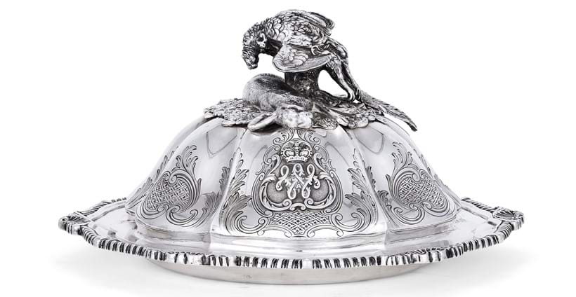 Inline Image - Lot 13: An early Victorian silver hexafoil game serving dish and cover by John Samuel Hunt, London 1839 | Est. £1,200-1,800 (+fees)