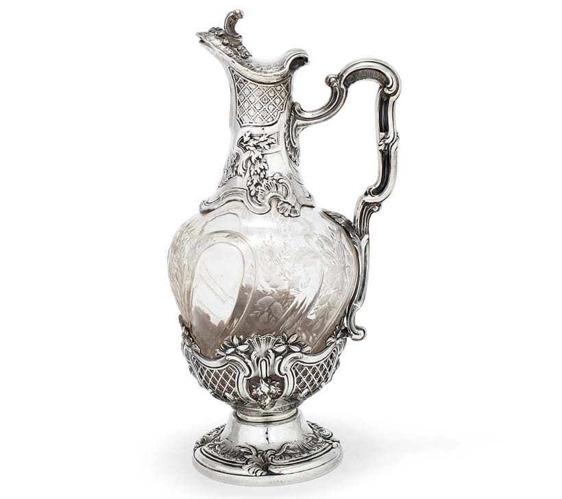 Inline Image - Lot 34: A late Victorian silver mounted wrythen glass claret jug by Wakely & Wheeler | Est. £700-900 (+fees)