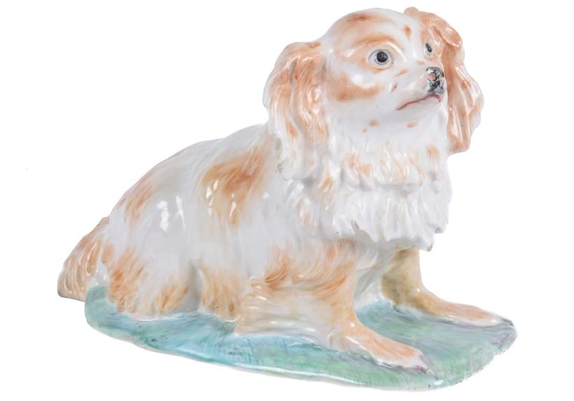 Inline Image - 157: A Derby porcelain model of a Bolognese terrier in the Meissen style, circa 1800, un-marked, 22cm in length. Provenance: Private Collection, Wantage | Sold for £10,250