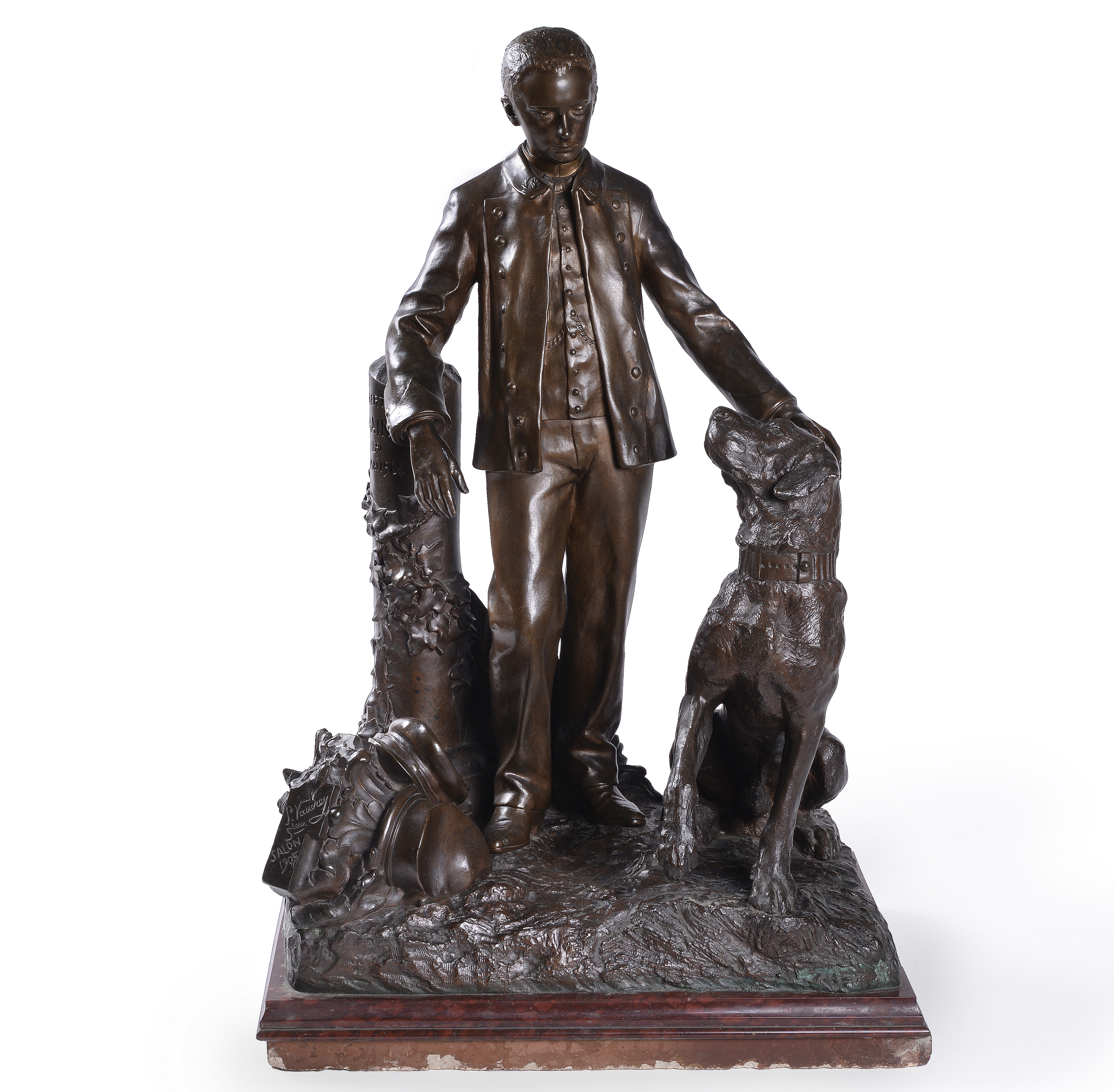 Inline Image - Lot 253: Pierre Vaudrey (French, 1873-1951), a patinated bronze model of the grave monument to Robert Bain | Est. £800-1,200 (+fees)