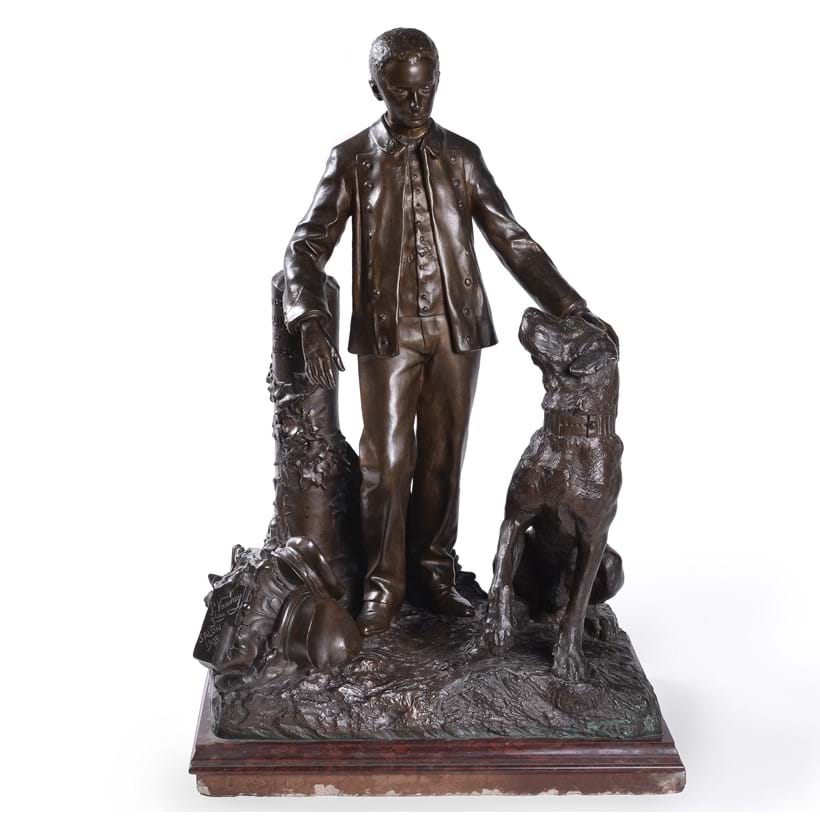Inline Image - Lot 253: Pierre Vaudrey (French, 1873-1951), a patinated bronze model of the grave monument to Robert Bain | Est. £800-1,200 (+fees)