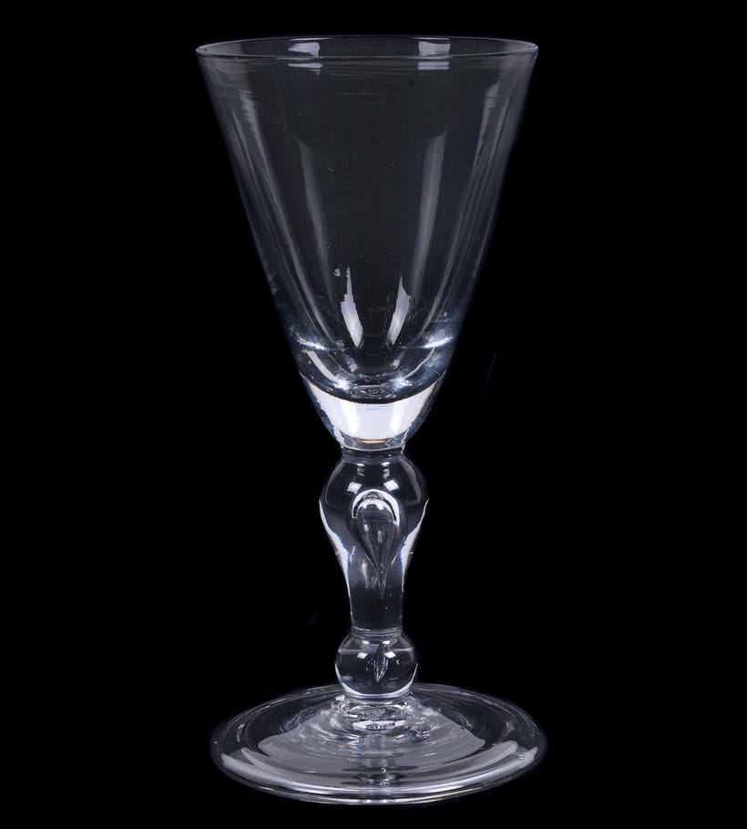 Inline Image - Lot 48: A heavy baluster wine glass, first quarter 18th century, Est. 700-900 (+fees) | Interiors: Day One