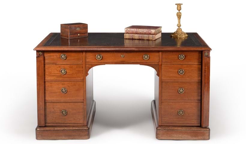 Inline Image - Lot 217: A William IV mahogany partners pedestal desk, by Gillows, circa 1835, Est. £1,000-1,500 (+fees) | Fine Furniture, Sculpture, Carpets and Ceramics