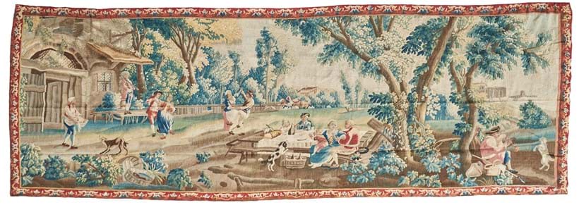 Inline Image - A French wool and silk pastoral tapestry, 'la Danse', second half 18th century | Sold for £6,500 | European Furniture, Ceramics and Works of Art, 19 February 2020