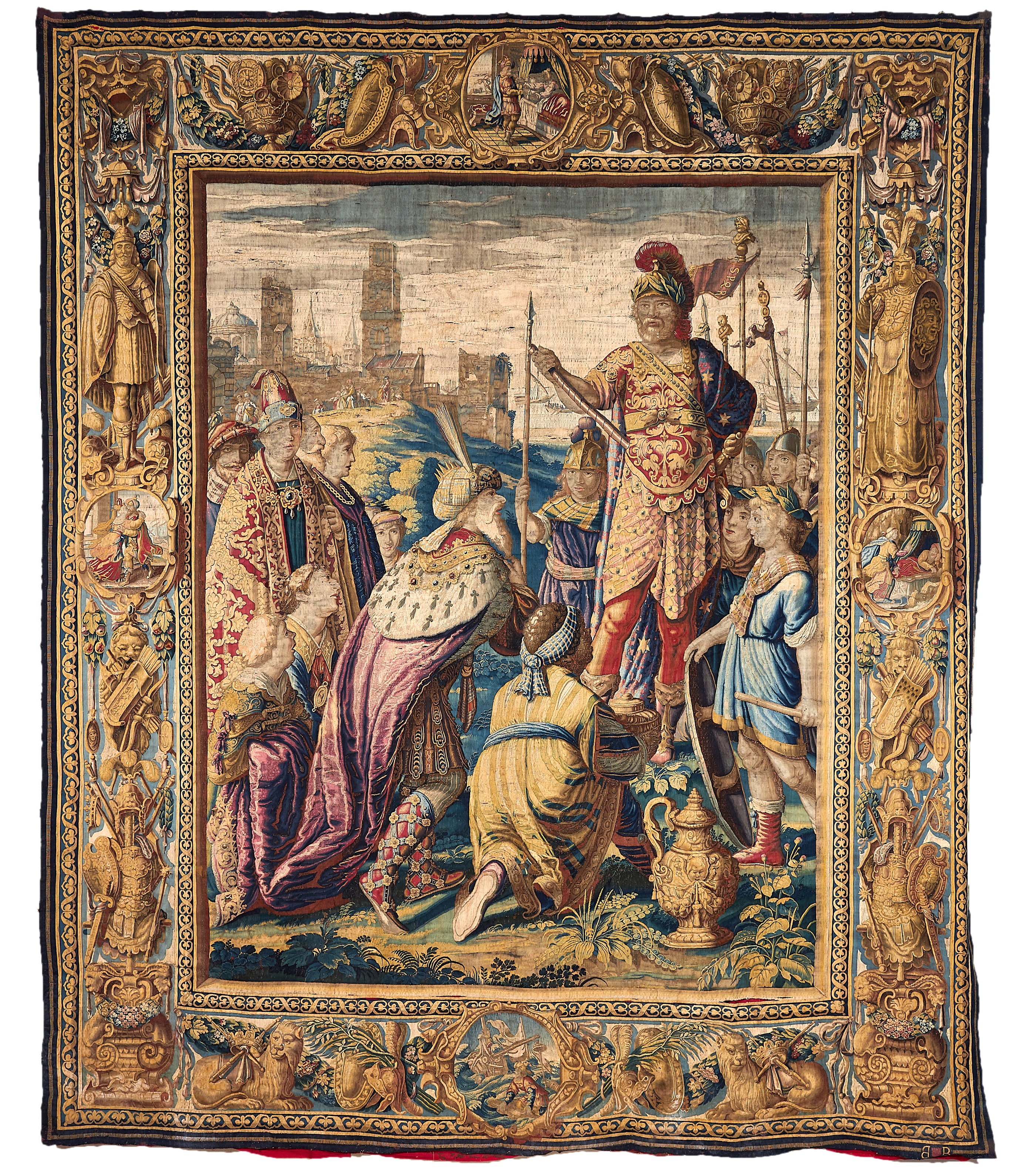 Inline Image - A Flemish historical tapestry, probably Brussels, after Karel van Mander II, second quarter 17th century, The Triumph of Mark Anthony over the Parhians, from the Mark Antony and Cleopatra cycle | Sold for £150,000 | The Collection of Sir William Whitfield CBE, 10 March 2020