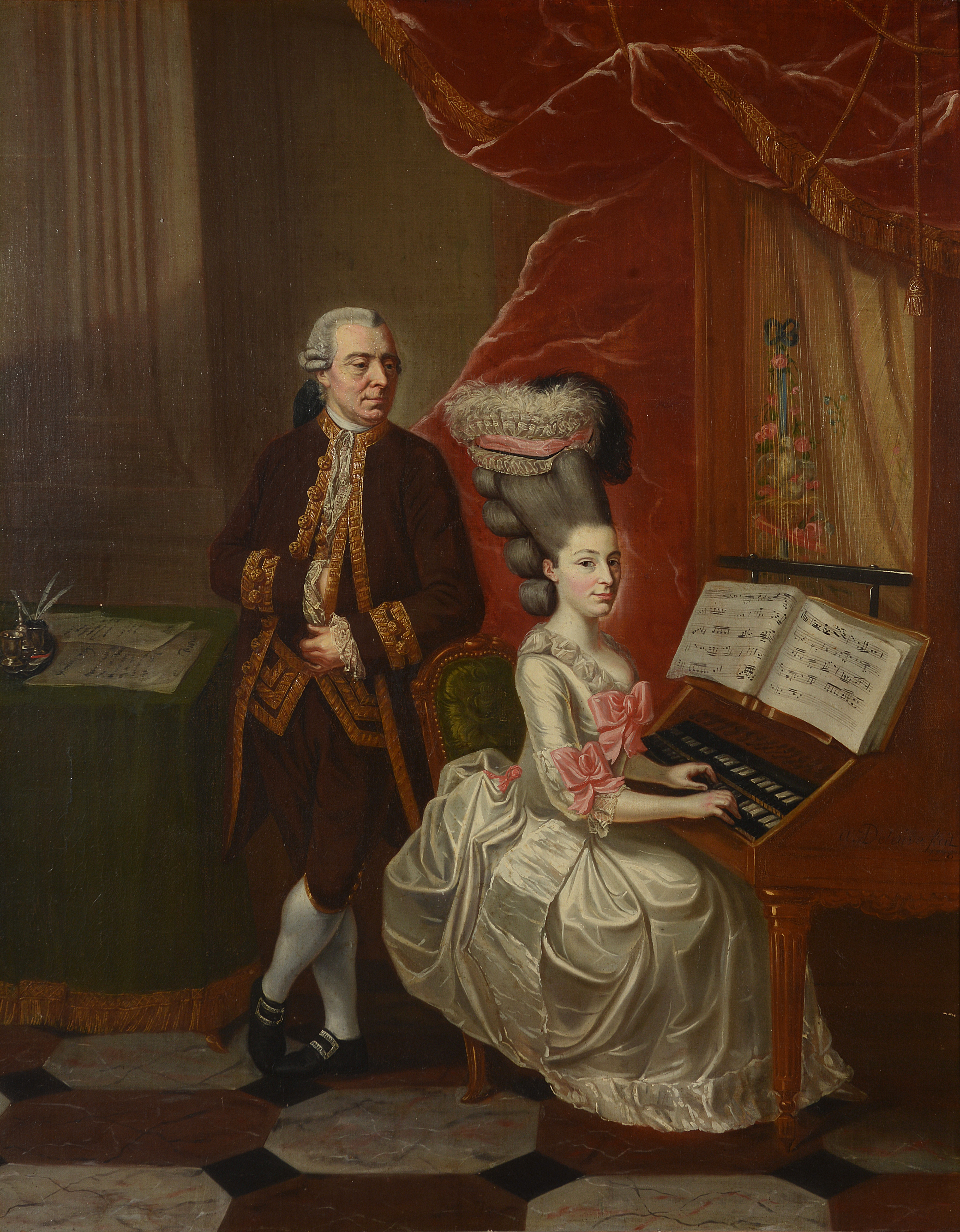 Inline Image - Albert Delerive (1755-1818), 'Double Portrait of a Lady and Gentleman, both full-length', Oil on canvas | Sold for £10,000