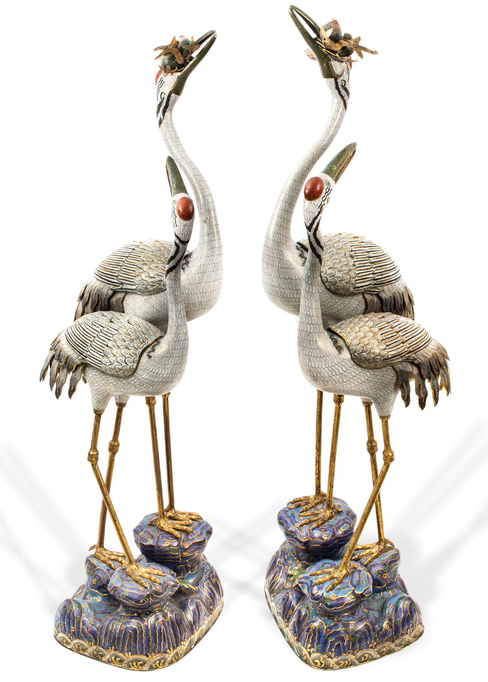 Inline Image - Figure 2: A pair of cloisonné enamel double crane censers | Sold for £100,000 (hammer price)