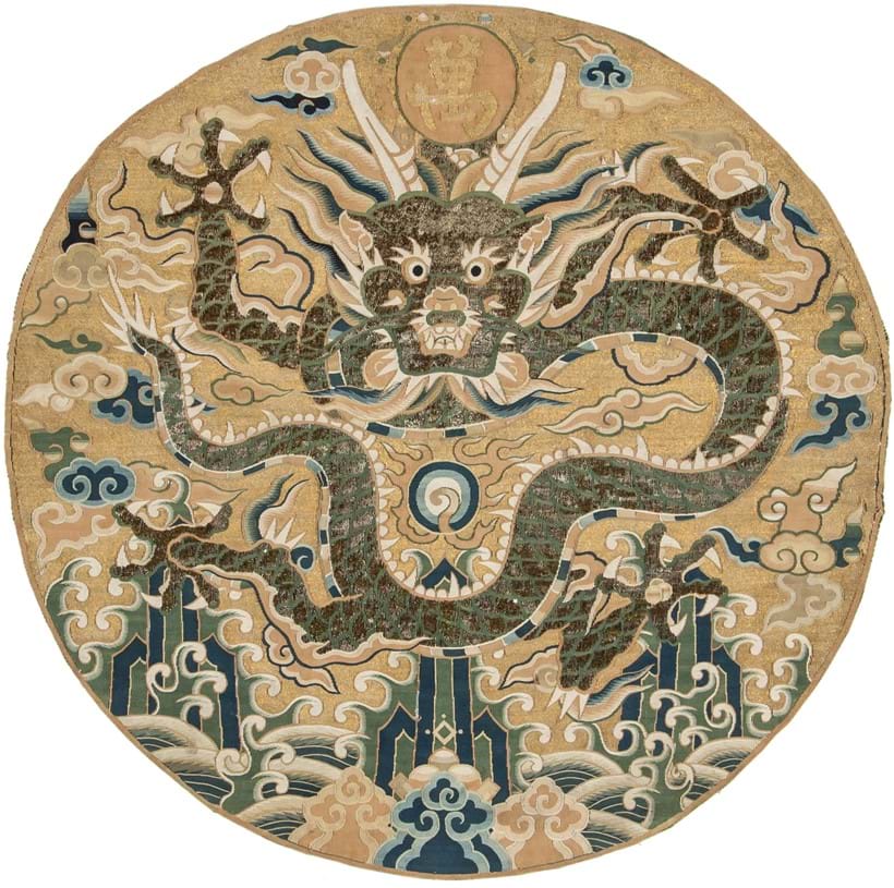 Inline Image - Figure 1: An exceptional Ming kesi Imperial dragon roundel | Sold for £13,000 (hammer price)