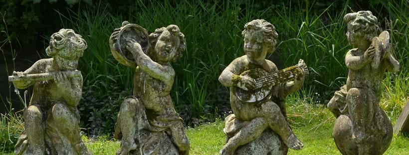 Inline Image - A set of four stone composition garden models of musical putti, Lot 214, 25 June 2019, sold for £1,375 incl. premium