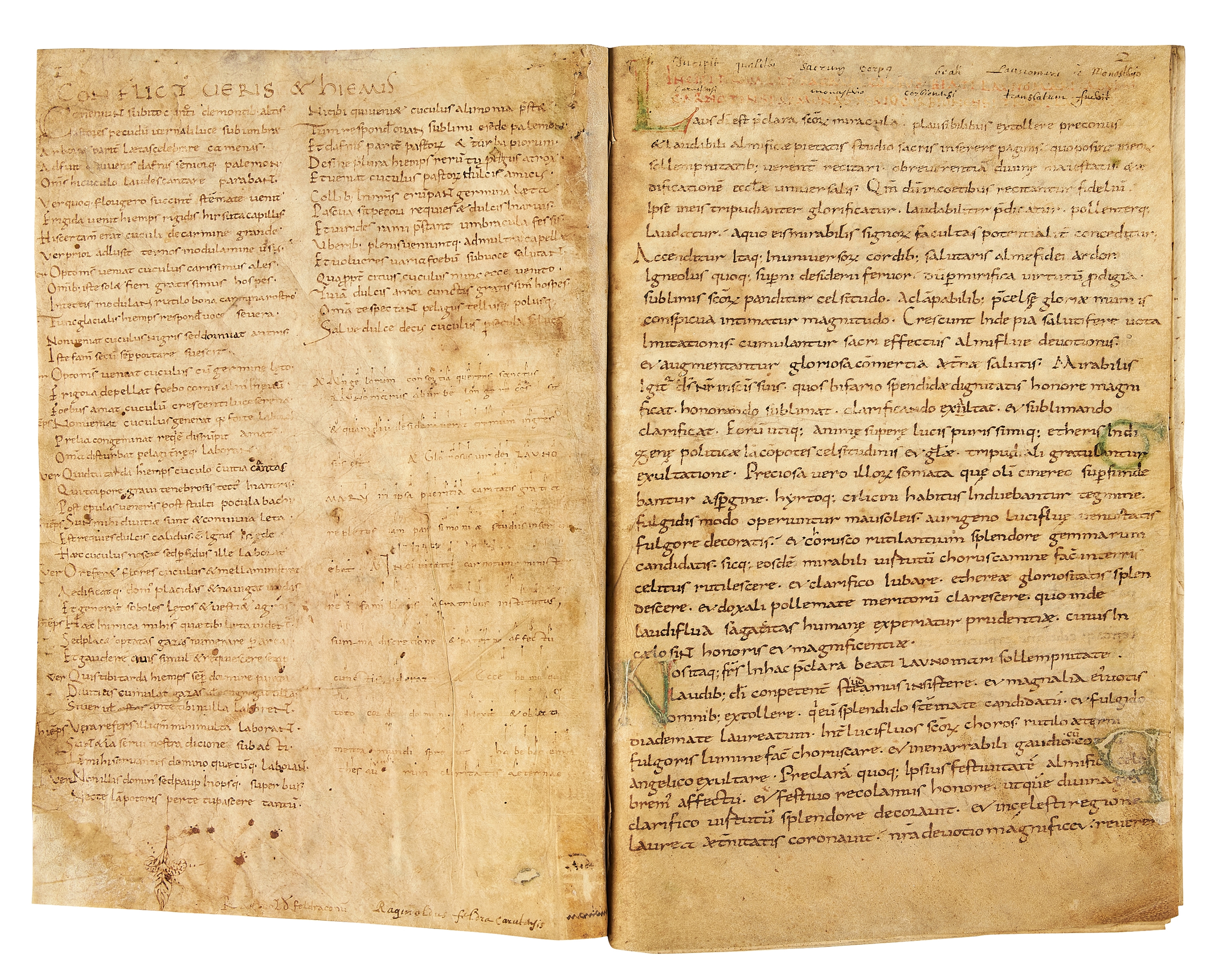 Alcuin, Conflictus veris et hiemis, and other texts, manuscript on parchment [France, c.873]