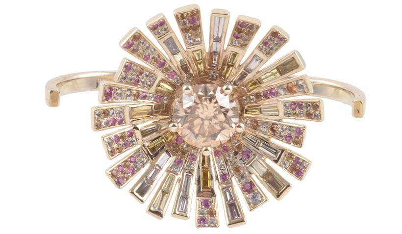 Inline Image - Lot 322: A coloured diamond, diamond and gem set dress ring by Bochic, New York | Est. £800-1,200 (+fees)