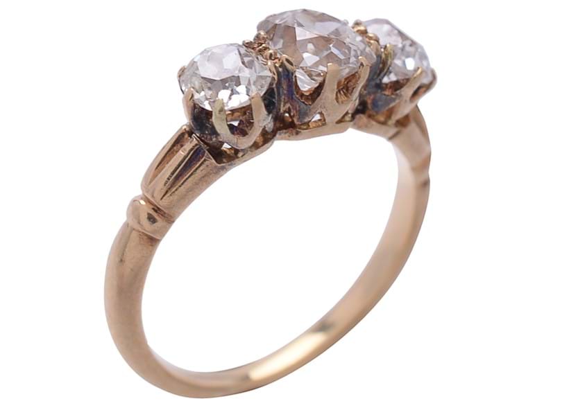 Inline Image - Lot 234: A diamond three stone ring, set with three old cut diamonds | Est. £500-700 (+fees)