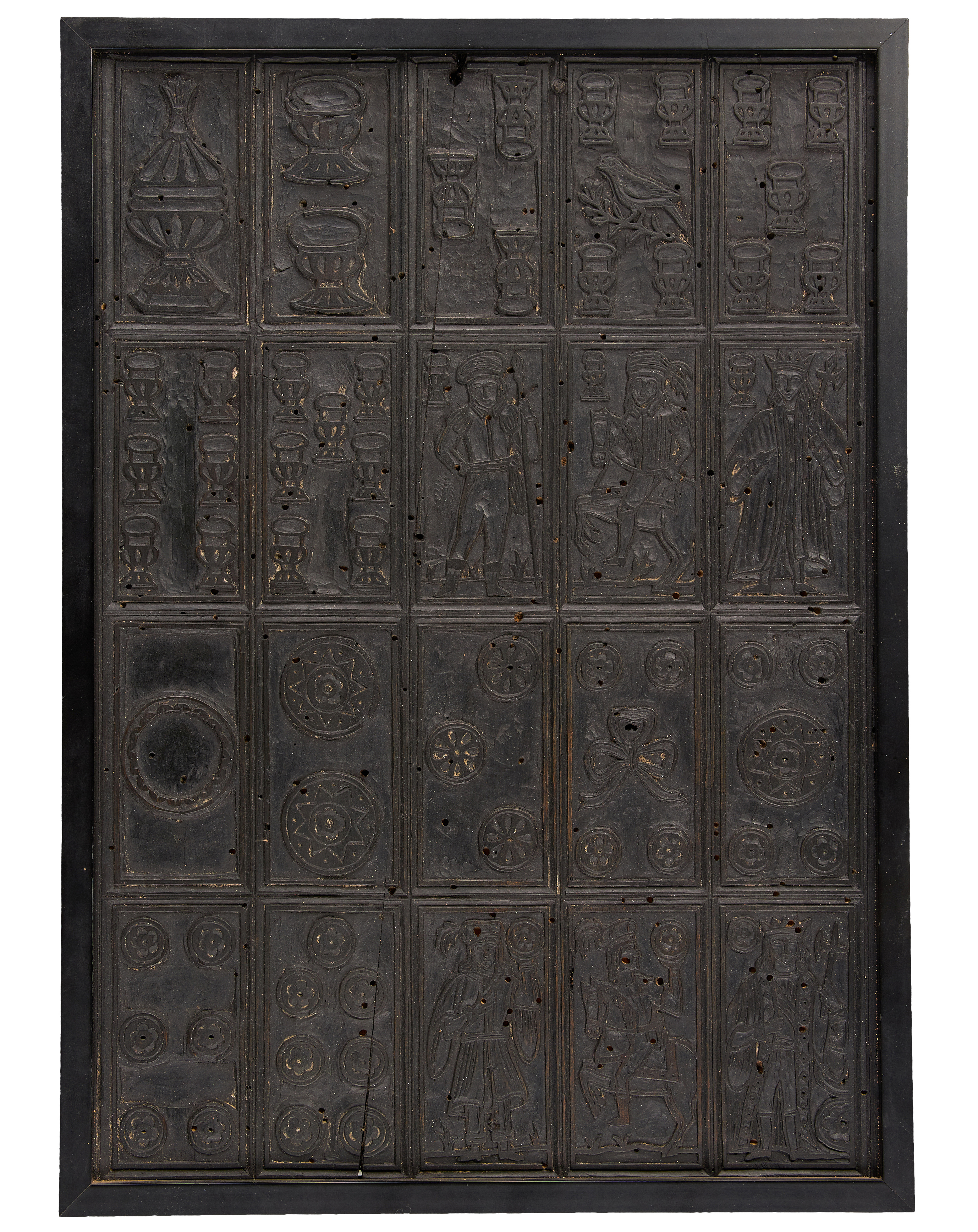 Inline Image - Carved wooden block for production of playing cards through xylographic printing, [Italy (probably northern Italy, perhaps Venice or Ferrara), late fifteenth or early sixteenth century] | Est. £5,000-7,000 (+fees)