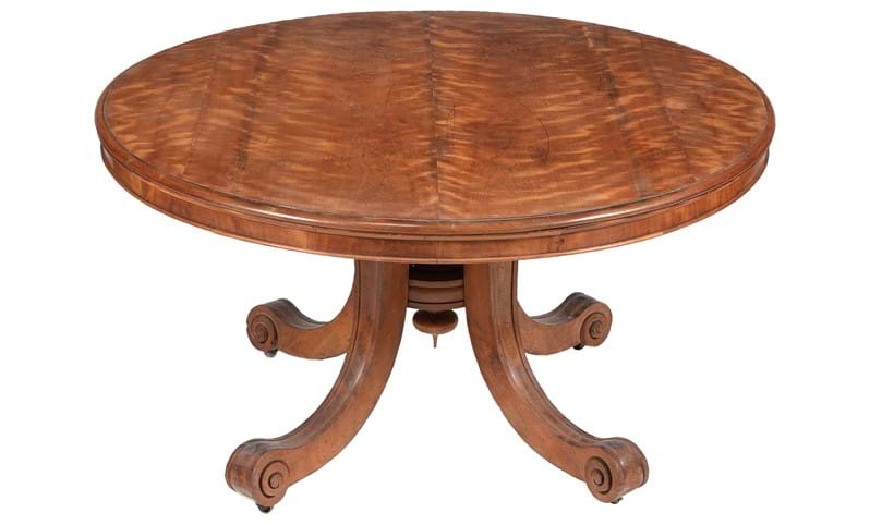 Inline Image - Lot 224: A Late George IV/Victorian solid satin birch circular centre library table | Est. £1,000-1,500 (+fees)
