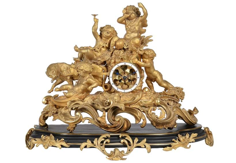 Inline Image - Lot 82: A late 19th century French ormolu figural "chariot" mantel clock after the model by Frédéric-Eugène Piat | Est. £6,000-8,000 (+fees)
