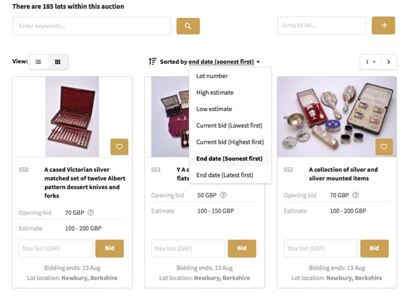 Inline Image - To keep track of lots closing, set your screen view to dsiplay lots in order of "End date (Soonest first)"