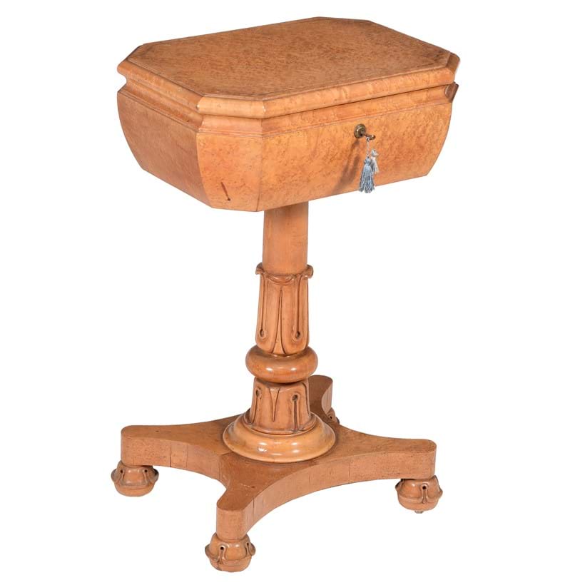 Inline Image - Lot 74: A William IV bird's-eye maple teapoy | Est. £300-500 (+fees)