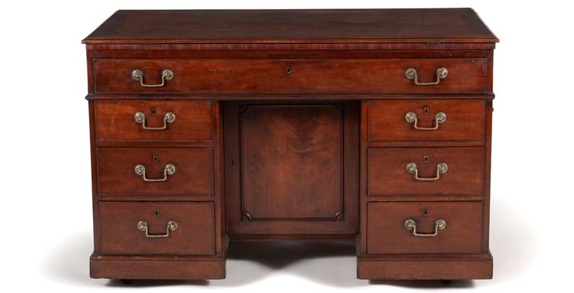 Inline Image - Lot 115: A George III mahogany desk or 'writing table', circa 1790, attributed to Gillows | Est. £5,000-7,000 (+fees)