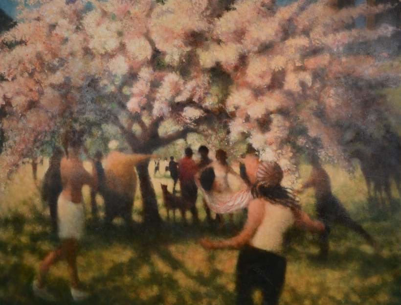 Inline Image - Lot 53: λ Bill Jacklin (British b. 1943), 'Cherry Tree with Dog, Great Lawn', Oil on canvas | Est. £15,000-20,000 (+fees)