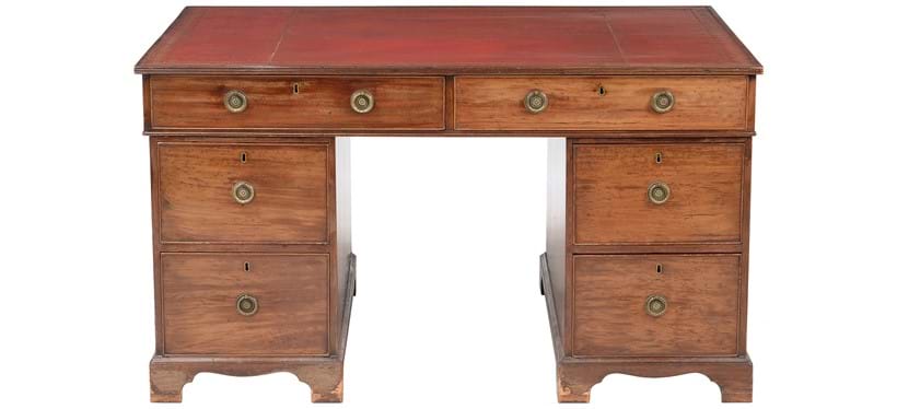 Inline Image - Lot 452: A mahogany twin pedestal desk, early 19th century | Est. £400-600 (+fees)