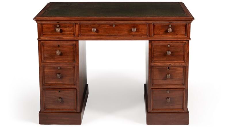 Inline Image - Lot 511: A Victorian mahogany twin pedestal desk, circa 1850 | Est. £800-1,200 (+fees)